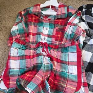Plaid Button-Up Shirt and Shorts Set